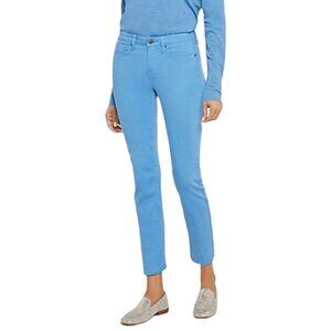 NYDJ Women's Parisian Blue Colored Raw Hem Sheri Ankle Straight Stretch Jeans 2